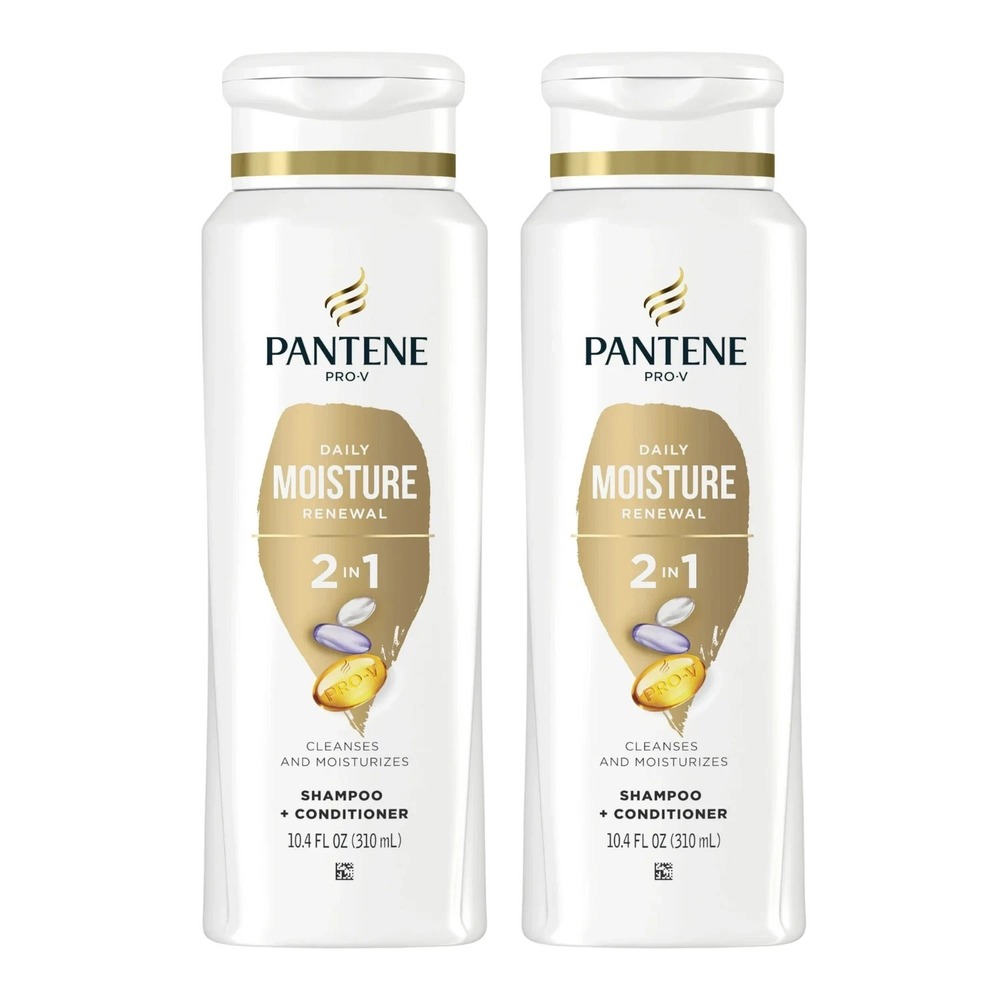 2pk Pantene Pro-V Daily Moisture Renewal 2-in-1 Shampoo + Conditioner, 10.4 oz